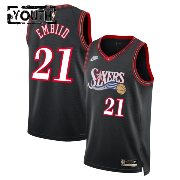 Philadelphia 76ers Trikot Joel Embiid Nike 2025-26 Classic Edition Schwarz Swingman - Kinder